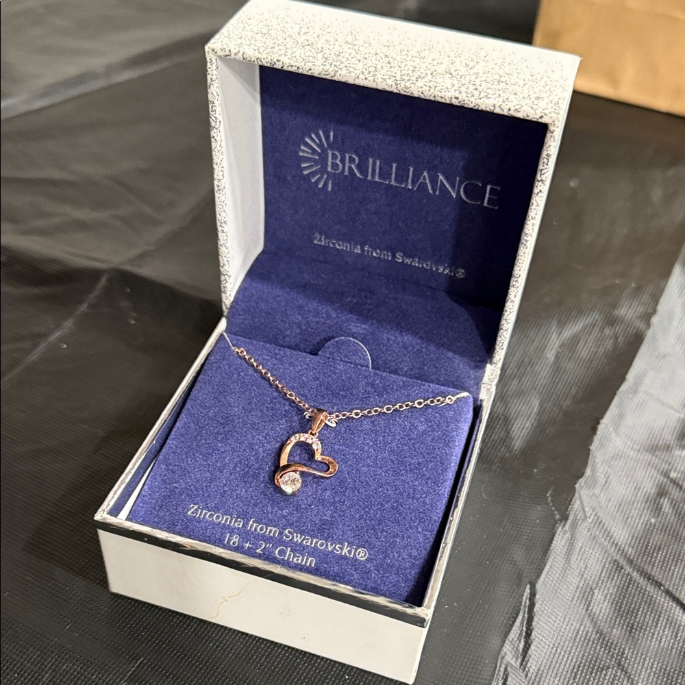 Kohl's Rose Gold Heart Necklace with Swarovski Zirconia
